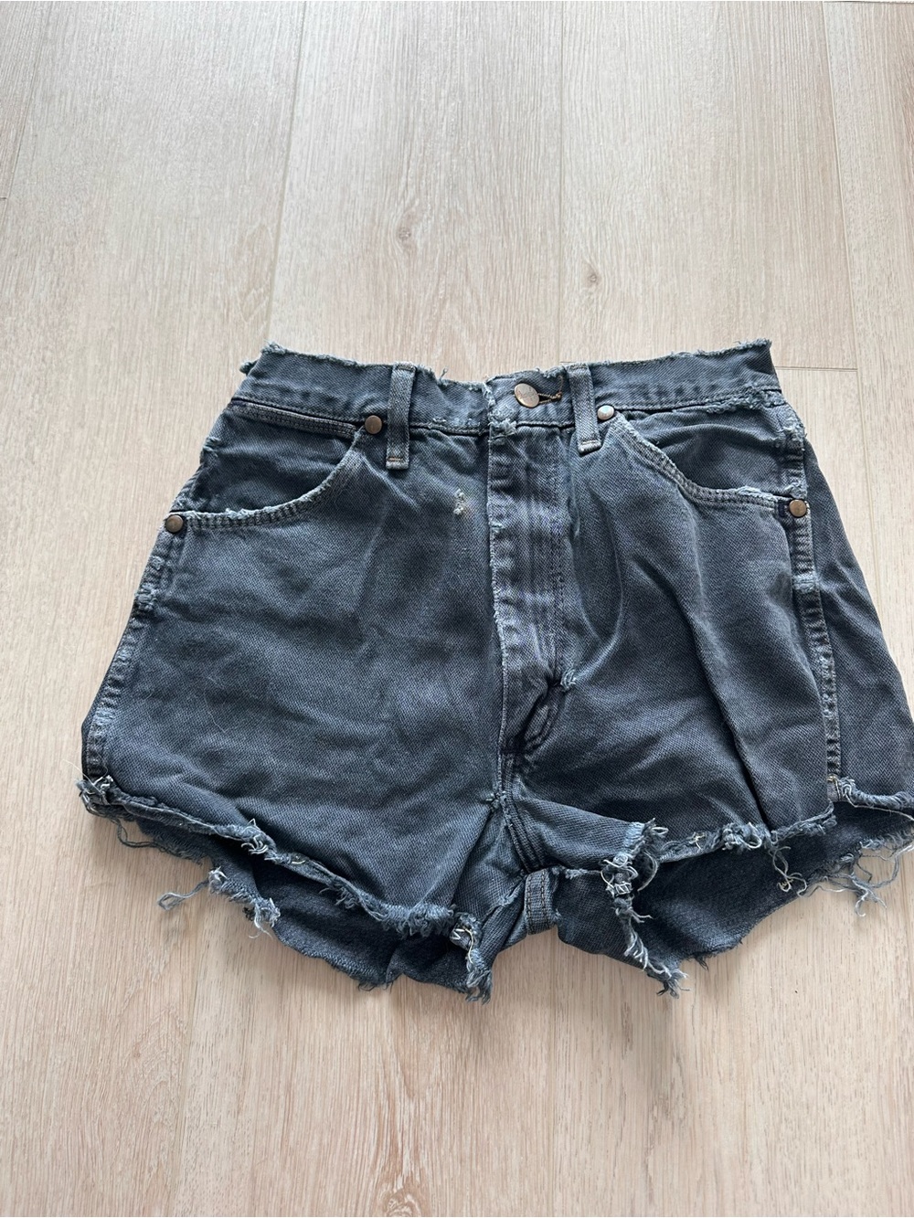 Wrangler Black Washed Distressed High-Waist Jean Shorts